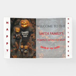 Pompoen Monster Bash Halloween Familie Foto Achter Spandoek
