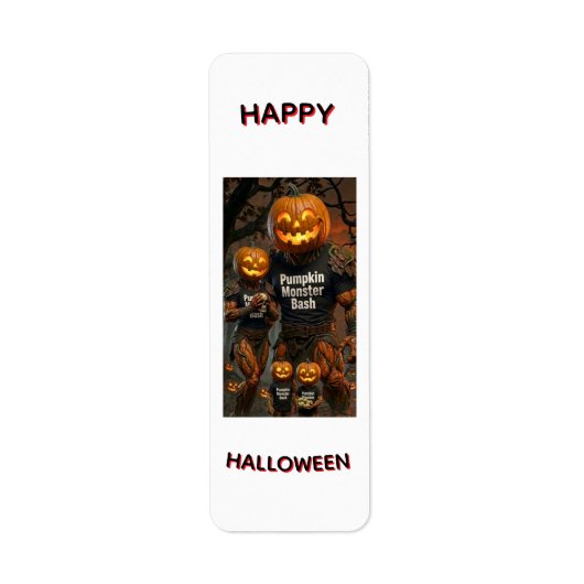 Pompoen Monster Bash Halloween Retouradreslabel Etiket (Voorkant)