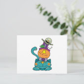 Pompoen monster kat briefkaart (Staand voorkant)
