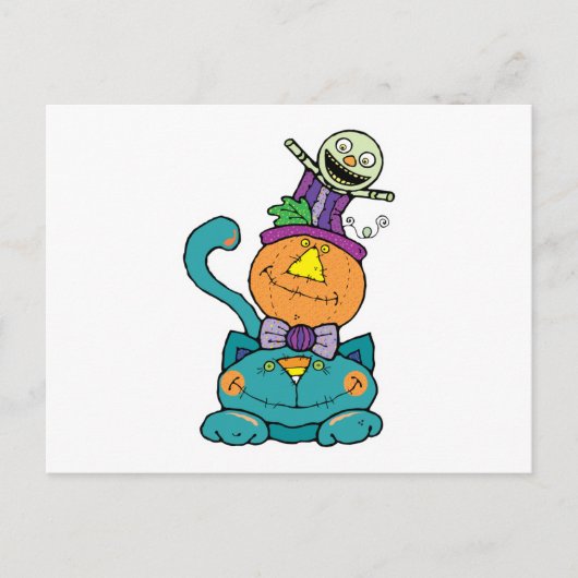 Pompoen monster kat briefkaart (Voorkant)