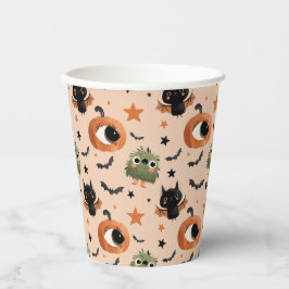 Pompoen Monster & Vleermuis Patroon Whimsical Hall Papieren Bekers