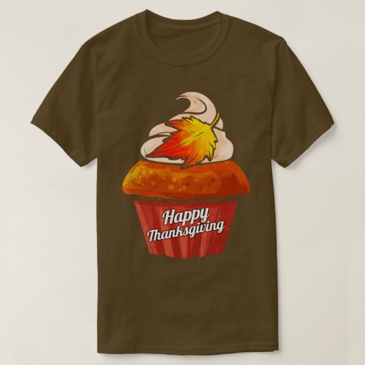 Pompoen Muffin Happy Thanksgiving T-shirt (Design voorkant)