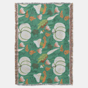 Pompoen naadloze patroonwortelen en paddenstoelen deken