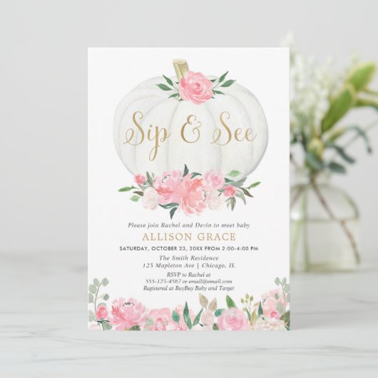 Pompoen nippen en zien, herfst ontmoeten begroet b kaart (Staand voorkant)