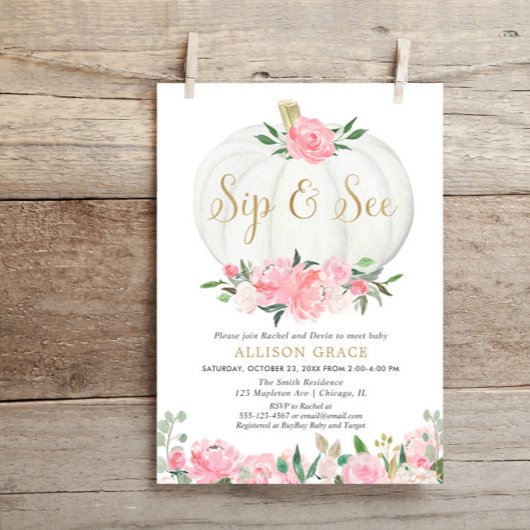 Pompoen nippen en zien, herfst ontmoeten begroet b kaart