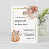 Pompoen Oktober Elegante Herfst Trouwkaart Kaart (Staand voorkant)