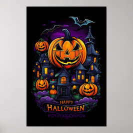 Pompoen omhelzen, Halloween herenhuis Poster