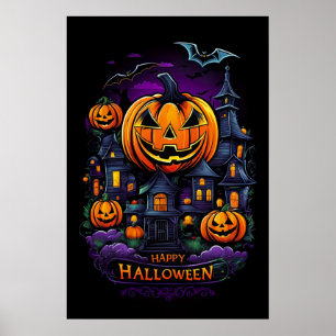 Pompoen omhelzen, Halloween herenhuis Poster