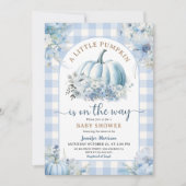 Pompoen onderweg Baby shower Boy Blue Herfst Kaart (Voorkant)