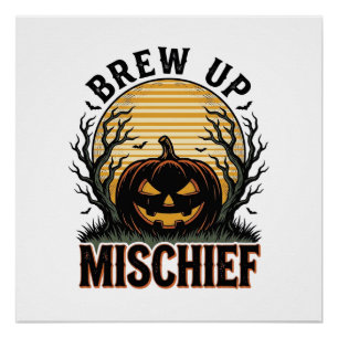 Pompoen Ondeugendheid Shirt Vintage Halloween Graf Perfect Poster