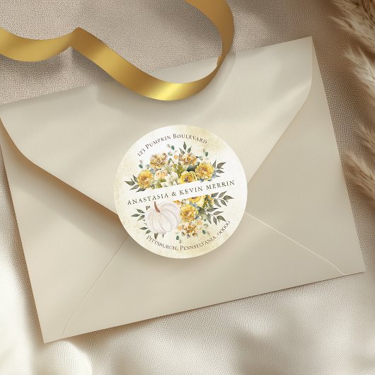 Pompoen Oogst Goud Retour Adres Envelope Seal Ronde Sticker