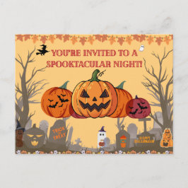 Pompoen Oogst Halloween Feest Uitnodiging | Herfst Briefkaart