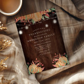 Pompoen Oogst Herfst Slingerlichtjes Thanksgiving Kaart