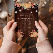 Pompoen Oogst Herfst Slingerlichtjes Thanksgiving Kaart