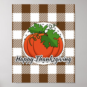 Pompoen op bruine karostof - Prettig Thanksgiving Poster