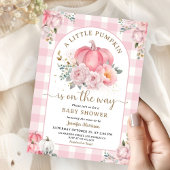 Pompoen op de weg Baby shower meisje roze Herfst Kaart