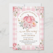 Pompoen op de weg Baby shower meisje roze Herfst Kaart (Voorkant)