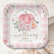 Pompoen op de weg Baby shower meisje roze Herfst