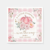Pompoen op de weg Baby shower meisje roze Herfst Servet (Voorkant)