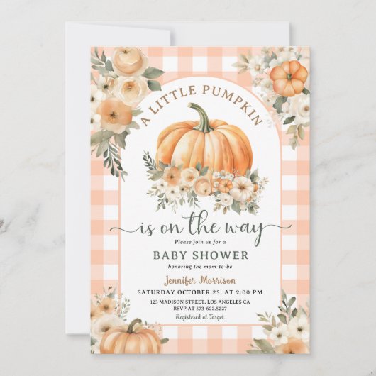 Pompoen op de weg Herfst Baby shower genderneutraa Kaart (Voorkant)