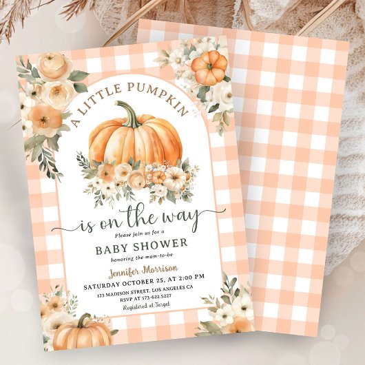 Pompoen op de weg Herfst Baby shower genderneutraa Kaart