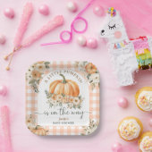 Pompoen op de weg Herfst Baby shower genderneutraa Papieren Bordje (Feest)