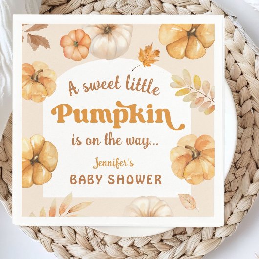Pompoen op de weg Retro Herfst Baby shower papier Servet