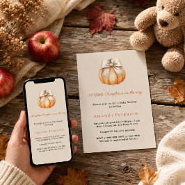 Pompoen op weg herfst beige strik Baby Shower Kaart