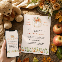 Pompoen op weg naar herfstcrème Baby Shower Kaart