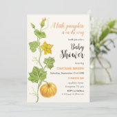 pompoen op weg naar het baby shower kaart (Staand voorkant)