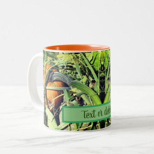 Pompoen op wijn Natuur op maat Tweekleurige Koffiemok (Voorkant links)