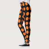 Pompoen op zwart Grote Grootte Horizontale Polka D Leggings (Links)