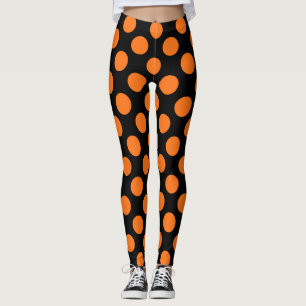 Pompoen op zwarte grote maat Polka Dots Leggings