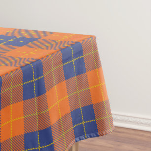 Pompoen Oranje Blauw Schotse Tartan Plaid Herfst Tafelkleed