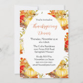 Pompoen Oranje Bloemen Thanksgiving Dinner Kaart (Voorkant)