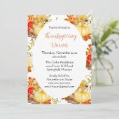 Pompoen Oranje Bloemen Thanksgiving Dinner  Kaart (Staand voorkant)