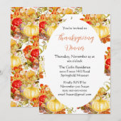 Pompoen Oranje Bloemen Thanksgiving Dinner  Kaart (Voorkant / Achterkant)