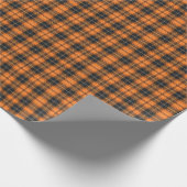 Pompoen Oranje en Zwarte Plaid Cadeaupapier (Hoek)