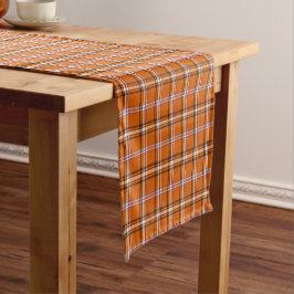 Pompoen Oranje Geruite Retro Kleuren Tafel Runner Korte Tafelloper