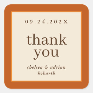 Pompoen Oranje grens Eenvoudige herfst bruiloft gu Vierkante Sticker