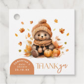 Pompoen Oranje Herfst in liefde kleine teddybeer Bedankjes Labels (Voorkant)