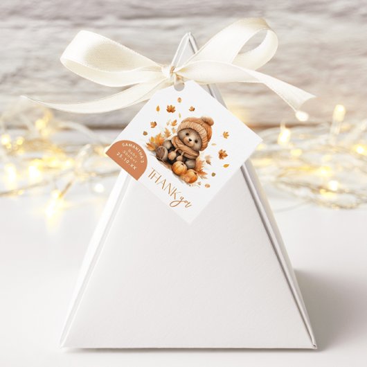 Pompoen Oranje Herfst in liefde kleine teddybeer Bedankjes Labels