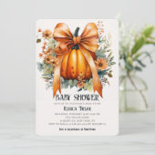 Pompoen Oranje lint Unisex Herfst Baby shower Kaart (Staand voorkant)