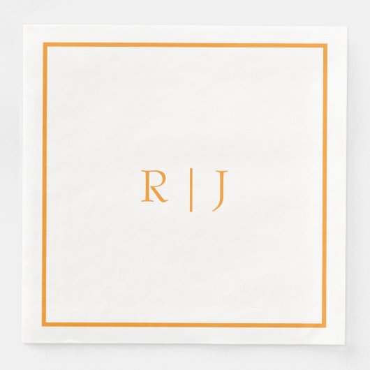Pompoen Oranje Monogrammen Herfst Bruiloft Servet (Voorkant)