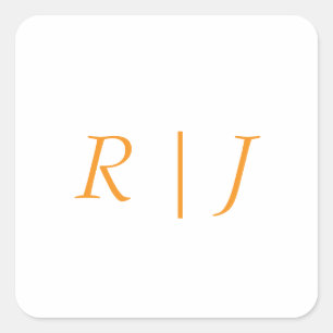 Pompoen Oranje Monogrammen Herfst Bruiloft Vierkante Sticker