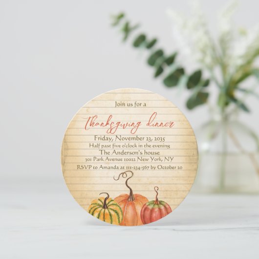  pompoen Oranje Rustische Thanksgiving Kaart (Staand voorkant)