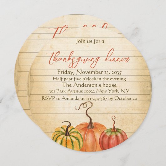  pompoen Oranje Rustische Thanksgiving Kaart (Voorkant / Achterkant)