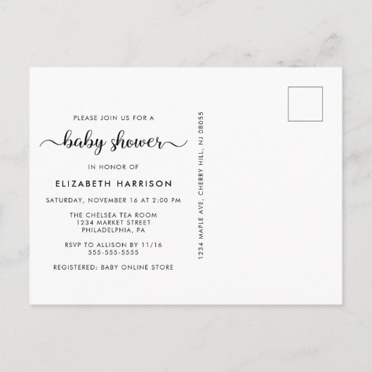 Pompoen Oranje Waterverf Baby Shower Uitnodiging Briefkaart (Achterkant)