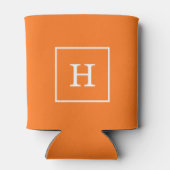 Pompoen Oranje Wit Omkaderd Initiaal Monogram Blikjeskoeler (Achterkant)