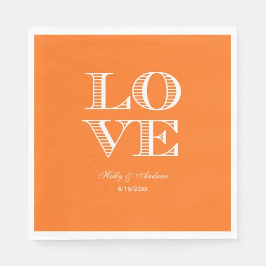 Pompoen Oranje Witte LOVE Servetten (Voorkant)